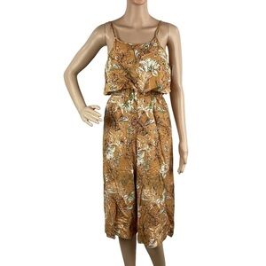 O'Neill Jumpsuit Size L Yellow Peony Print
